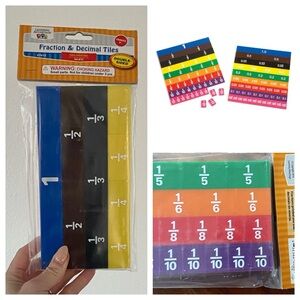 Double sided math manipulatives decimal & fraction tiles homeschool educational